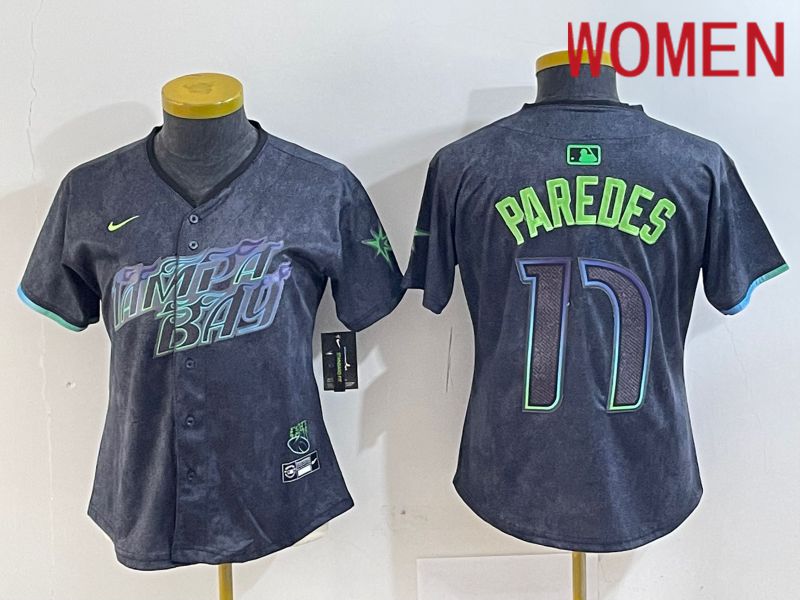 Women Tampa Bay Rays #17 Paredes Black City Edition Nike 2024 MLB Jersey style 1